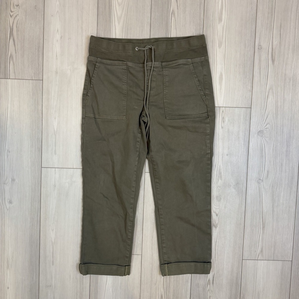 NYDJ Women's Pull-on Stretch Twill Cargo Pants with Drawstring Moss Green 6 Size